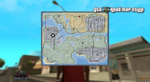 Карта GTA SA в стиле карты дорог GTA V